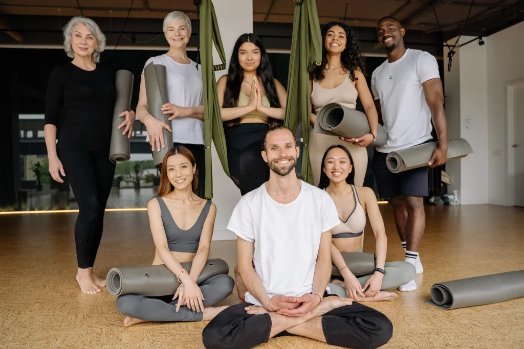 Photo of people in a yoga class