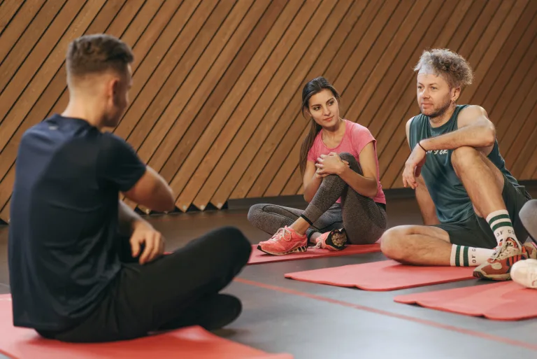 people talking after workout for obesity awareness