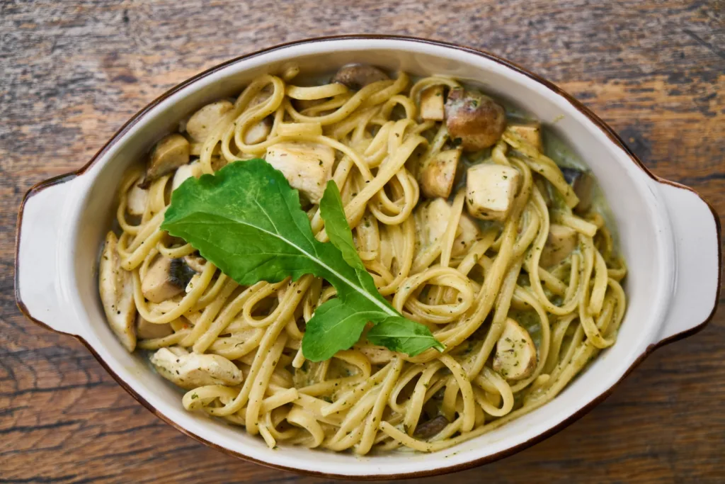 pasta dish on white ceramic bowl carbohydrates