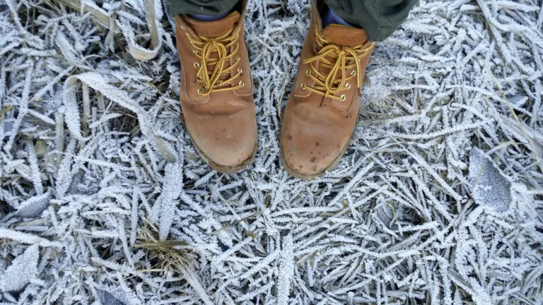 person wearing brown leather work boots ice baths