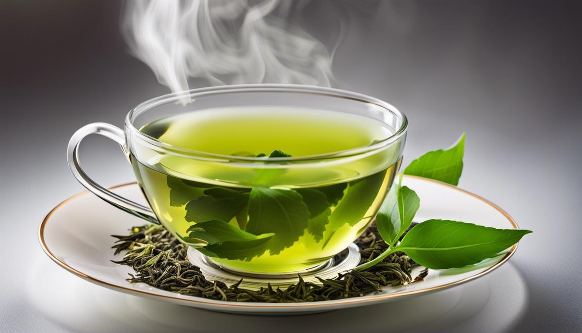 A cup of green tea with steam, representing the topic of green tea for weight loss.