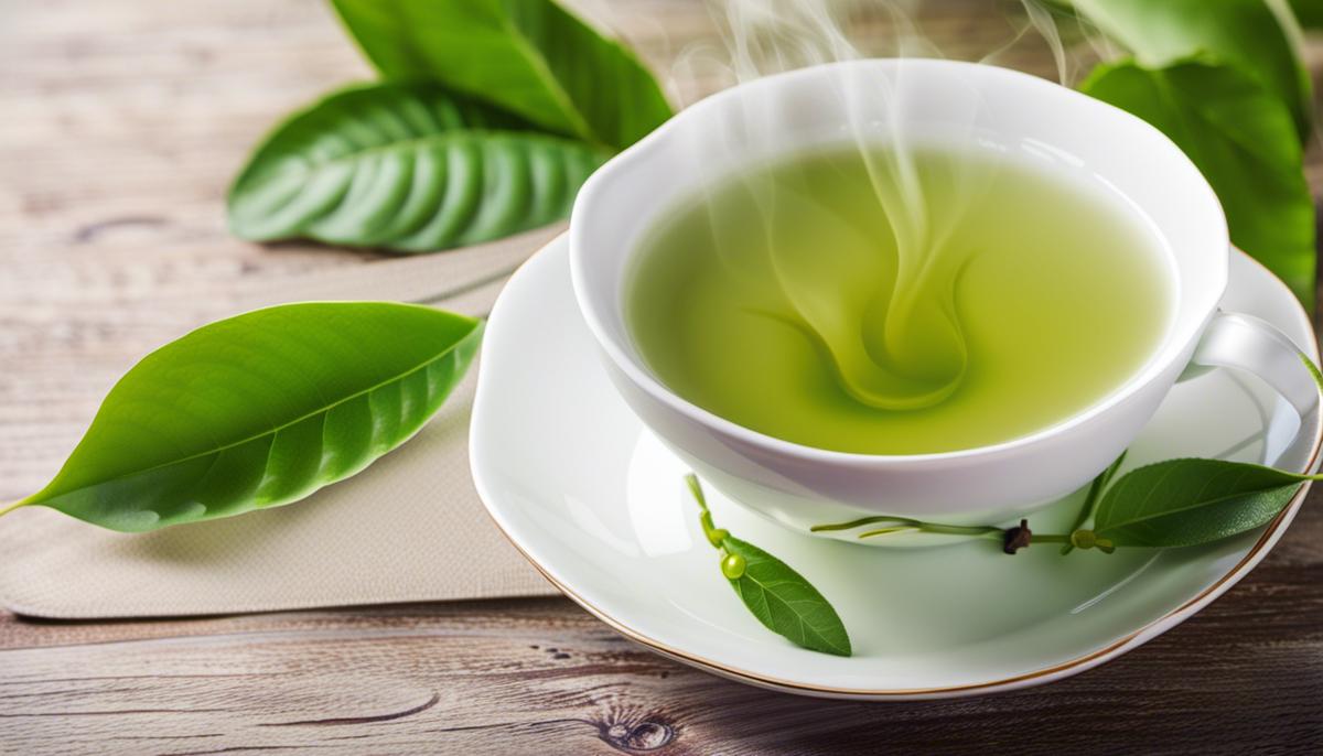 A cup of green tea with steam rising from it, symbolizing the topic of green tea for weight loss.