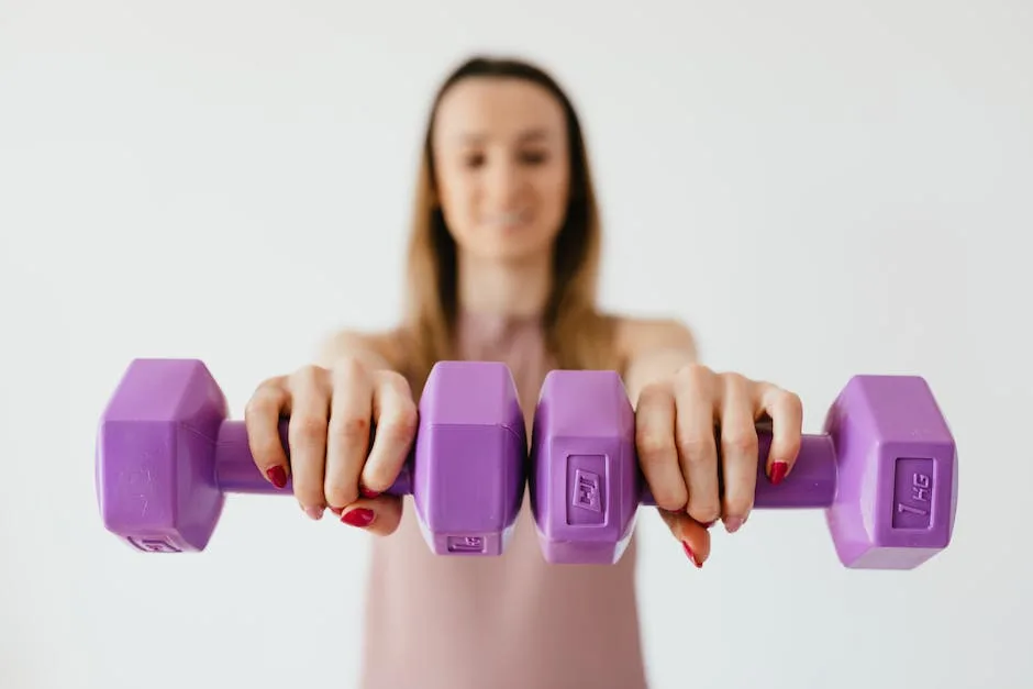 woman with dumbells preparing for weight loss
